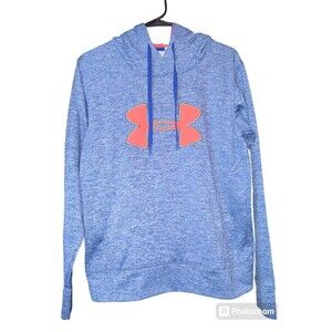 Under Armour Blue ColdGear Storm Hoodie Big Logo Womens Large M Lightweight